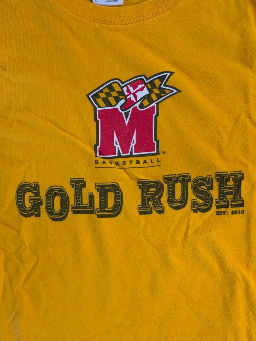 Vintage Maryland Basketball Gold Rush Student Tee - Large - 2010 vs Duke